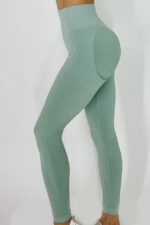 Colanti fitness Enoria, cu banda modelatoare in talie si efect de push up, Verde - imagine 2