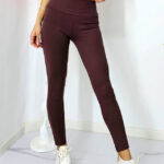 Colanti fitness Slim Vibes, aspect reiat, tetra si banda lata in talie cu efect modelator, Maro