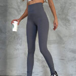Colanti fitness Slim Vibes, aspect reiat, tetra si banda lata in talie cu efect modelator, Gri