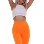 Colanti scurti Abigail, din tetra si talie in V, Orange