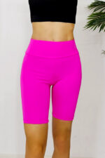 Colanti scurti Shea, cu banda lata in talie si aspect lucios, Fucsia