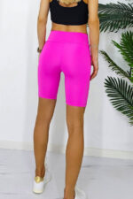 Colanti scurti Shea, cu banda lata in talie si aspect lucios, Fucsia - imagine 2