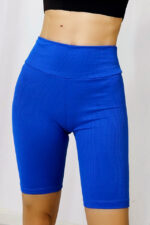 Colanti scurti Yoga Vibe, push up cu efect de tonifiere si material tetra, Albastru