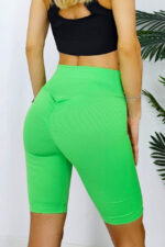 Colanti scurti Yoga Vibe, push up cu efect de tonifiere si material tetra, Verde - imagine 2