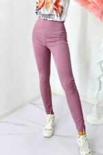 Colanti vatuiti Sporty Comfort, tetra si banda lata in talie cu efect modelator, Roz - imagine 2