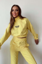 Compleu sport Mood, pantaloni si bluza pe gat, Galben - imagine 2