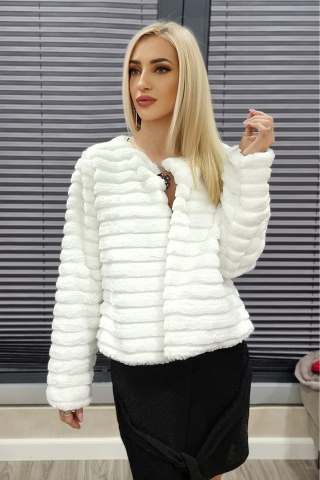 haina-din-blana-ecologica-feny-cu-maneca-lunga-lungime-medie-si26454 Haina din blana ecologica Feny, cu maneca lunga, lungime medie si accesoriu inclus, Alb, Marime universala M/L - imagine 1