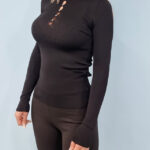 Maleta Gyana, pe gat, cu model decupat, Negru, Marime universala S/M