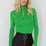 Maleta Gyana, pe gat, cu model decupat, Verde, Marime universala S/M