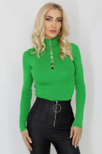 Maleta Gyana, pe gat, cu model decupat, Verde, Marime universala S/M