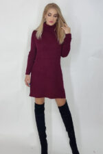 Pulover lung tricotat Desire, bordo, Marime universala S/M/L