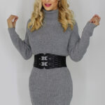 Pulover lung tricotat Desire, Gri, Marime universala S/M/L