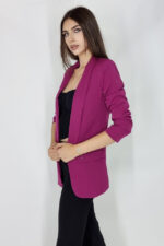 Sacou casual Alessia, cu revere rotunde si buzunare decorative, Burgundi, Marime universala S/M - imagine 2