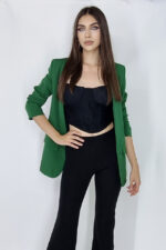 Sacou casual Alessia, cu revere rotunde si buzunare decorative, Verde, Marime universala S/M - imagine 2