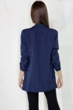 Sacou casual Alessia, cu revere rotunde si buzunare decorative, Bleumarin, Marime universala S/M - imagine 2
