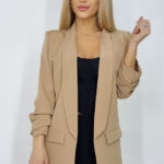 Sacou casual Nora, de lungime medie, Bej, Masura universala S/M