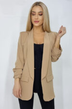 Sacou casual Nora, de lungime medie, Bej, Masura universala S/M