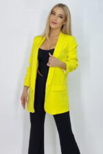 Sacou casual Nora, de lungime medie, Galben, Masura universala S/M - imagine 2