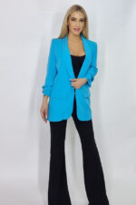 Sacou casual Nora, de lungime medie, Turcquoise, Masura universala S/M - imagine 2