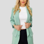 Sacou casual Nora, de lungime medie, Verde pal, Marime universala S/M