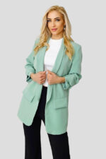 Sacou casual Nora, de lungime medie, Verde pal, Marime universala S/M - imagine 2
