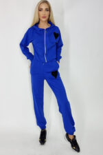 Trening dama Heartbeat, pantaloni si hanorac scurt, Albastru - imagine 2