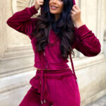 Trening de catifea Rosa, Burgundy, Marime S/M
