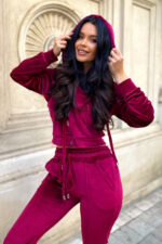 Trening de catifea Rosa, Burgundy, Marime S/M
