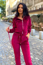 Trening de catifea Rosa, Burgundy, Marime S/M - imagine 2