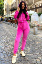 Trening de catifea Rosa, Fucsia, Marime S/M