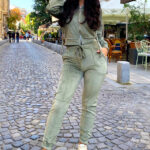 Trening de catifea Rosa, Olive, Marime S/M