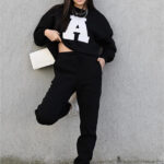 Trening vatuit din bumbac, Adina, Negru