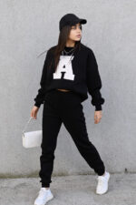 Trening vatuit din bumbac, Adina, Negru - imagine 2
