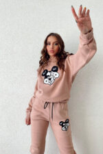 Trening vatuit Indeciss, din bumbac, cu imprimeu realistic Cartoon, Roz somon