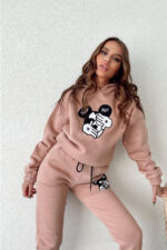 Trening vatuit Indeciss, din bumbac, cu imprimeu realistic Cartoon, Roz somon - imagine 2
