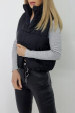 Vesta scurta de fas Pamela, Negru - imagine 2