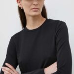 Samsoe Samsoe longsleeve ESTER femei, culoarea negru, F00013211