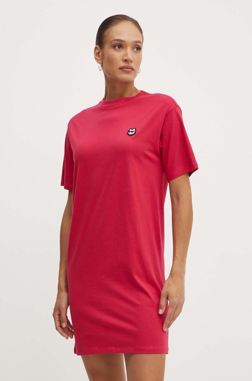 AA00-SUD0GD-43X_F1 Karl Lagerfeld rochie in bumbac culoarea roz, ini, oversize, 245W1352 - imagine 1