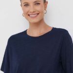United Colors of Benetton tricou din bumbac culoarea albastru marin