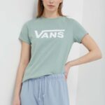 Vans tricou din bumbac femei, culoarea verde