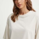 Boss Orange tricou din bumbac femei, culoarea bej, 50523256