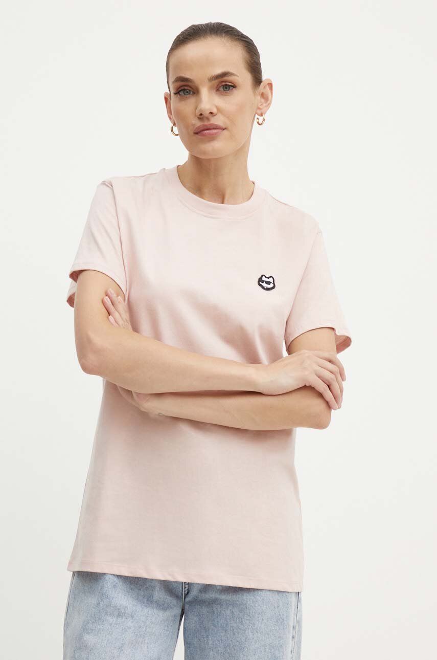 AA00-TSD113-30X_F1 Karl Lagerfeld tricou din bumbac femei, culoarea roz, 245W1712 - imagine 1