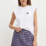 Karl Lagerfeld top din bumbac culoarea alb, 245W1718