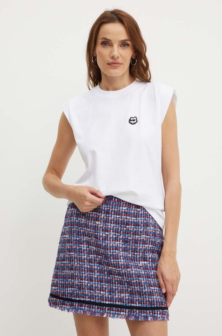 AA00-TSD114-00X_F1 Karl Lagerfeld top din bumbac culoarea alb, 245W1718 - imagine 1