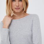 United Colors of Benetton longsleeve din bumbac culoarea gri