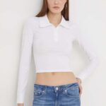 Hollister Co. longsleeve femei, culoarea alb