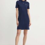 Lacoste rochie in bumbac culoarea albastru main, ini, drept