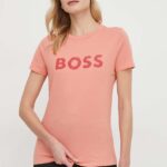 BOSS Orange tricou din bumbac femei, culoarea rosu 50501139