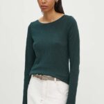 Marc O'Polo longsleeve din bumbac culoarea verde, 406226152199