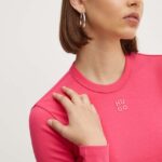 HUGO longsleeve femei, culoarea roz, 50518378